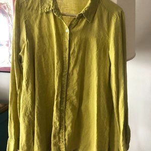 Eileen Fisher Linen Shirt Lime Green Size S